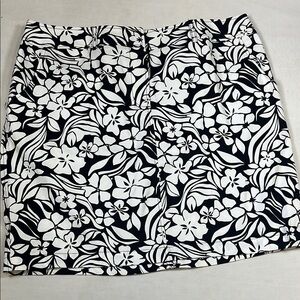 Venezia Black and White Floral Mini Skirt Plus Size Stretch A-Line Skirt